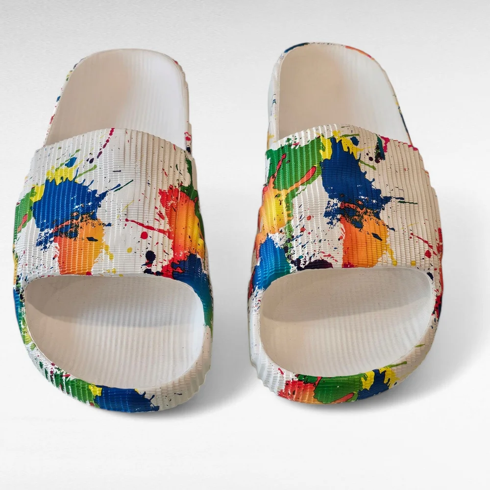 Colorful Paint Splatter Slides Size EU 41/42